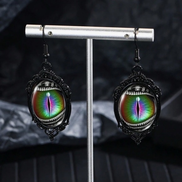 Any 3/$25! Black Dragon Eye Drop Earrings - Picture 2 of 6